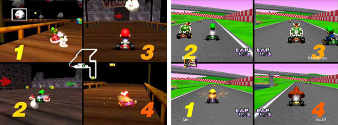 There is no better way to experience Mario Kart 64 than in the four player mode.